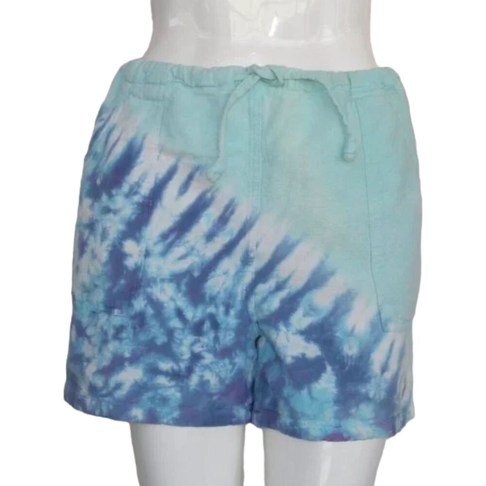Tie dye Shorts, XL, Drawstring Waist, Pockets, Blues, California Drawstrings